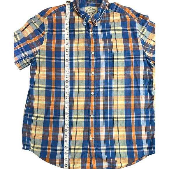St. John’s Bay Men’s Large Plaid Cotton Shirt Classic Fit Short Sleeve Summer - Picture 10 of 11
